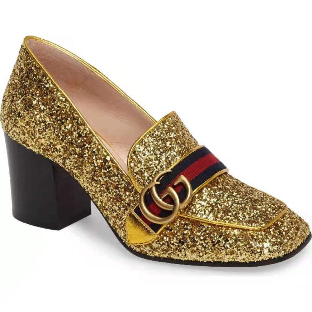 Gucci glitter peyton loafer pump